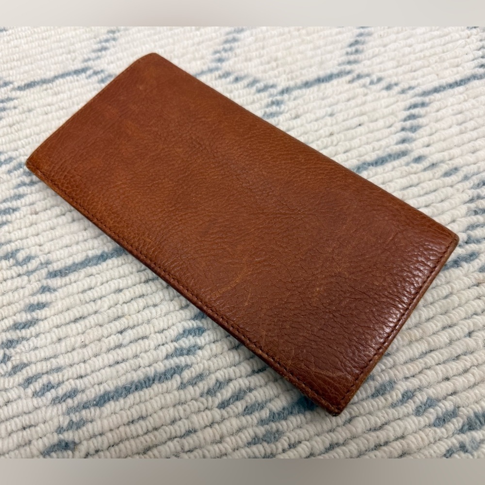 HUNTING WORLD Vintage Unisex Brown Pebbled Logo Embossed Bifold Wallet Italy - Picture 9 of 16